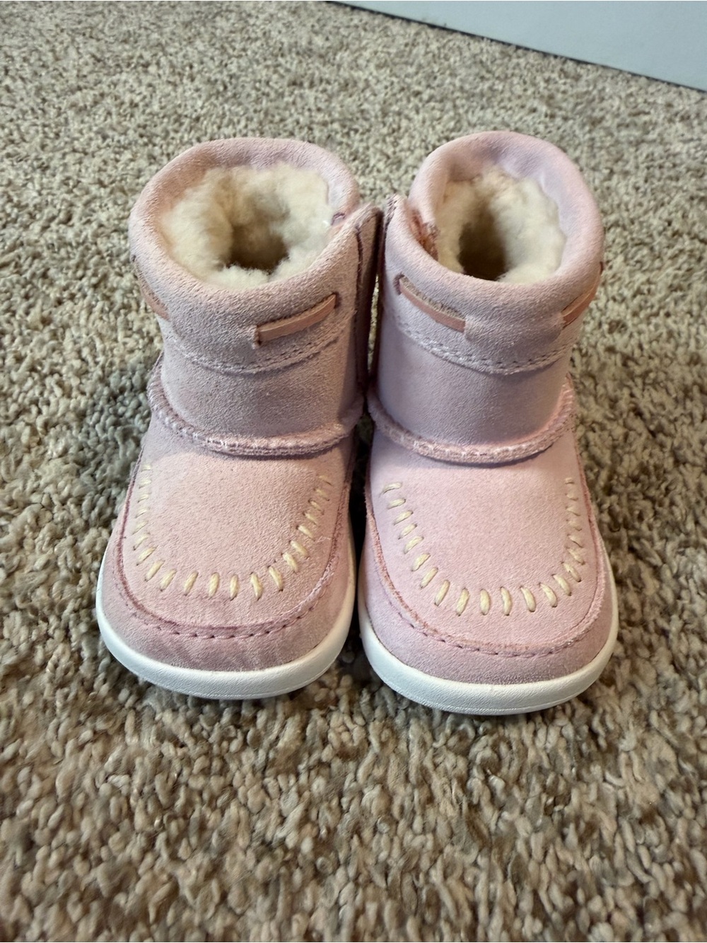 UGG Toddler Pink Shearling Moccasin Boots